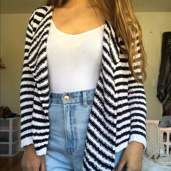 H&M Striped Knit Open Front Cardigan Sweater - Picture 7 of 7